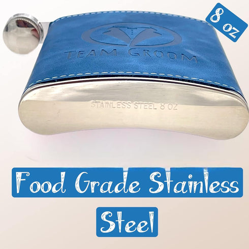 Team Groom Leather Wrapped Hip Flask Bachelor Party Must-Have